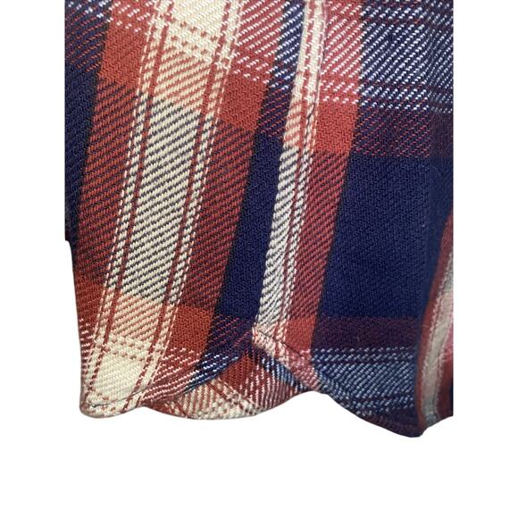 Mother The Frenchie Red Plaid Shirt Size Medium Button Up 100% Cotton Women - Picture 3 of 8